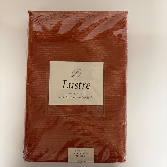 Lustre Easy Care Metallic Blend Oblong Tablecloth 70" X 144" Rust NEW - Picture 1 of 7